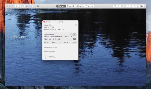 view exif data for a photo mac